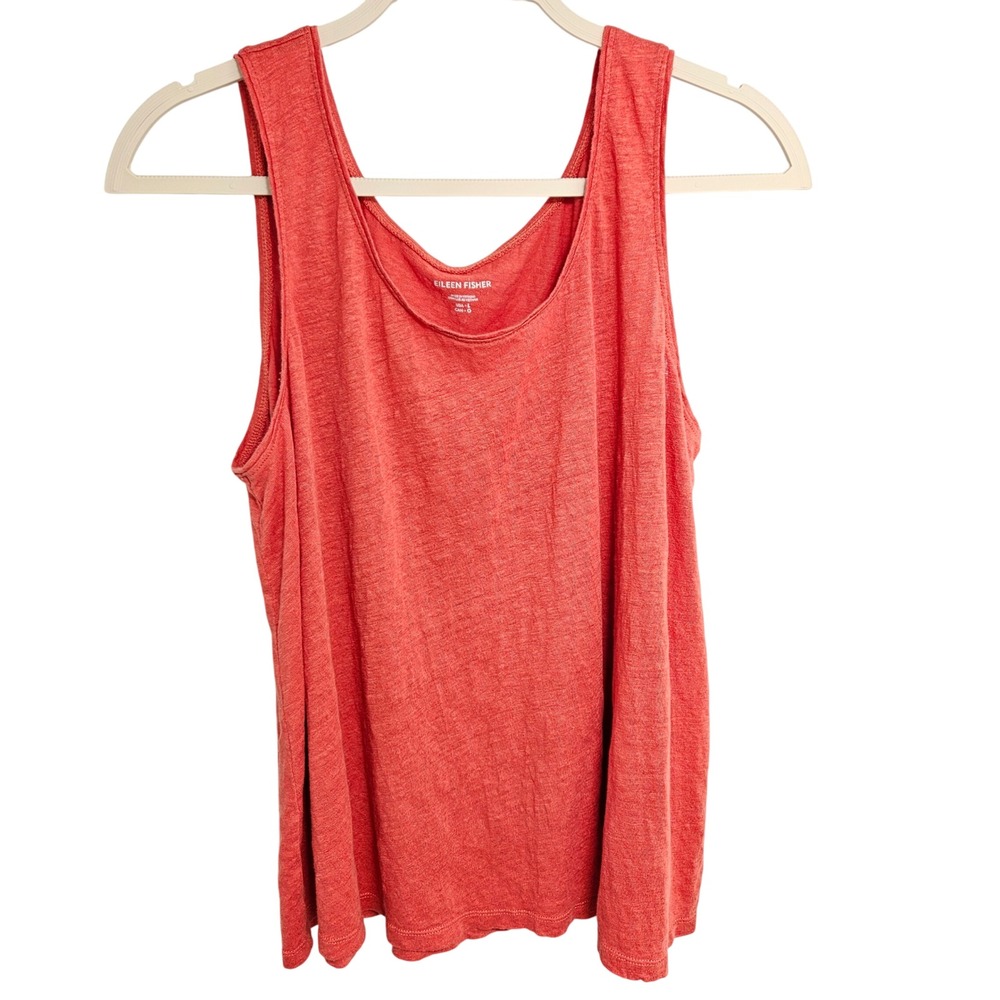 Eileen Fisher 100% Organic Linen Top Minimalist Lagenlook Capsule Boho Red‎ L